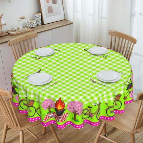 Green Checkered Pattern With Pink