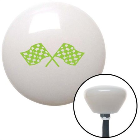Green Checkered Racing Flags White Retro Shift Knob with M16 x 1.5 Insert Shifter