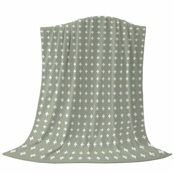 Green Checkered Throw Flannel Blanket Country Abstract Geometric Diagonal Plaid Super Soft Cozy Bed Blanket, Lightweight Plush Fuzzy Bed Throw for Bedroom Sofa Couch Living Room 30x40in