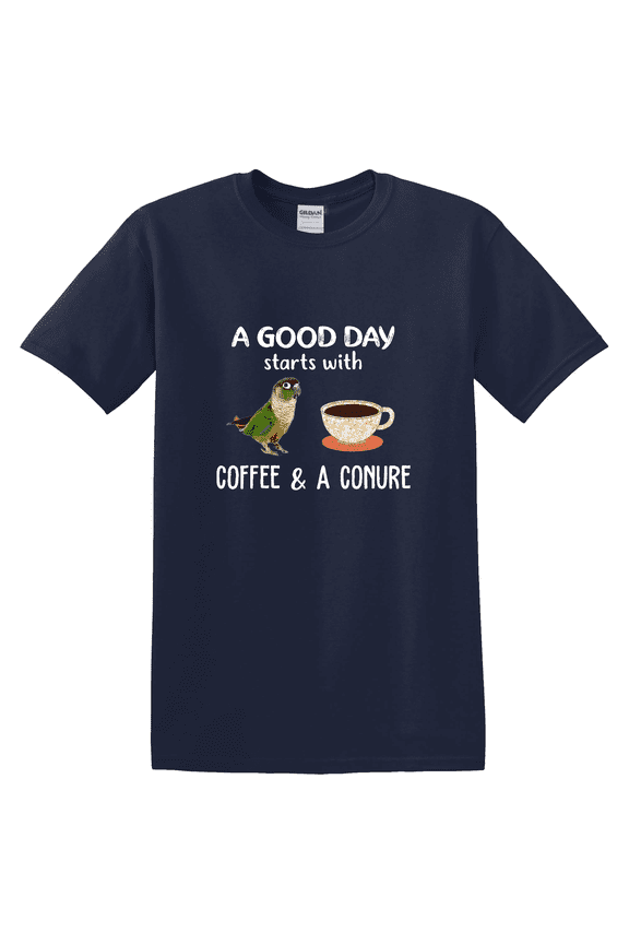 Green Cheek Conure Clothing Good Day Coffee Conure Parrot T-shirt