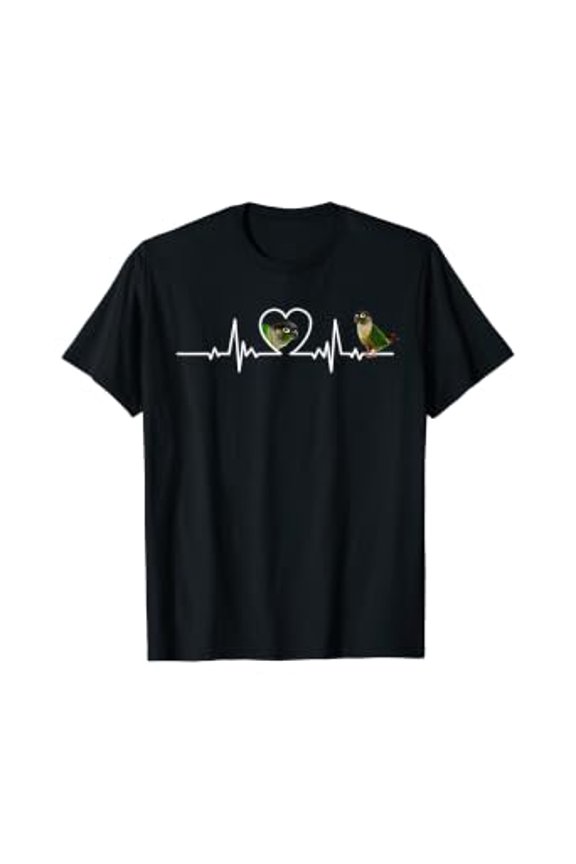 Green Cheek Conure Heartbeat Parakeet Parrot Lover Apparel T-Shirt