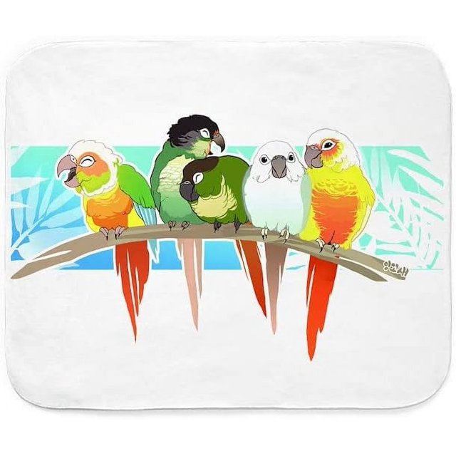 Green Cheek Conures Fleece Throw Blanket 60" L X 50" W