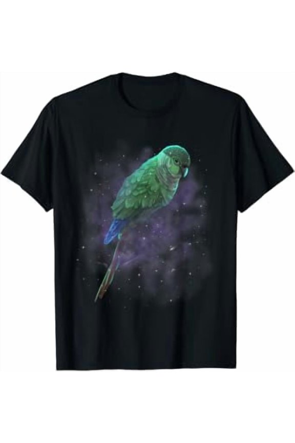 Green Cheeked Conure Parakeet Cosmic Galaxy Parrot Space T-Shirt