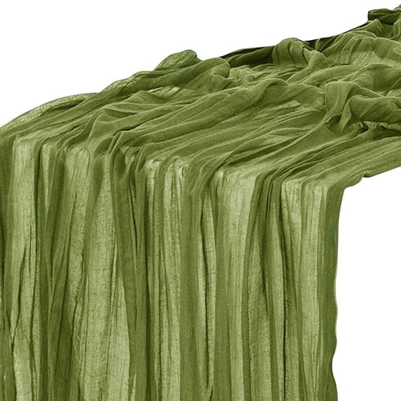 Green Cheesecloth Table Runner Boho Rustic Gauze Summer 35x120 inch 10FT Cheese Cloth Runner for Wedding Party Baby Shower Birthday Home Decor Holiday Decorations