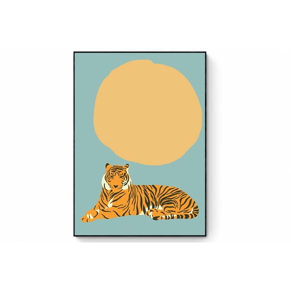 Green Cheetah Illustration Jungle Wall Art, Unframed Paper Print Size 8x12