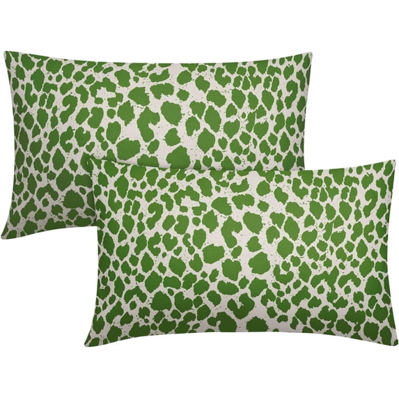 Green Cheetah Lumbar Throw Pillow Covers 12X20 Inch Set of 2 Leopard Rectangular Pillow Cases Animal Wildlife Pillow Cover with Zipper Home Decor For Sofa Couch Housewarming Gift Bed Porch Outdoor