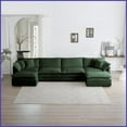 thumbnail image 1 of Modern Green Chenille U-Shape Modular Sectional Sofa with Reversible Chaise & Double Ottomans, Solid Wood Frame for Living Room, 1 of 12