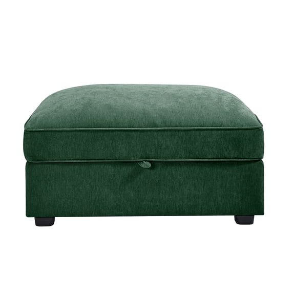 Green Chenille Ottoman with Storage, Convertible Sofa Chair and Footrest, Modern Living Room Accent Furniture