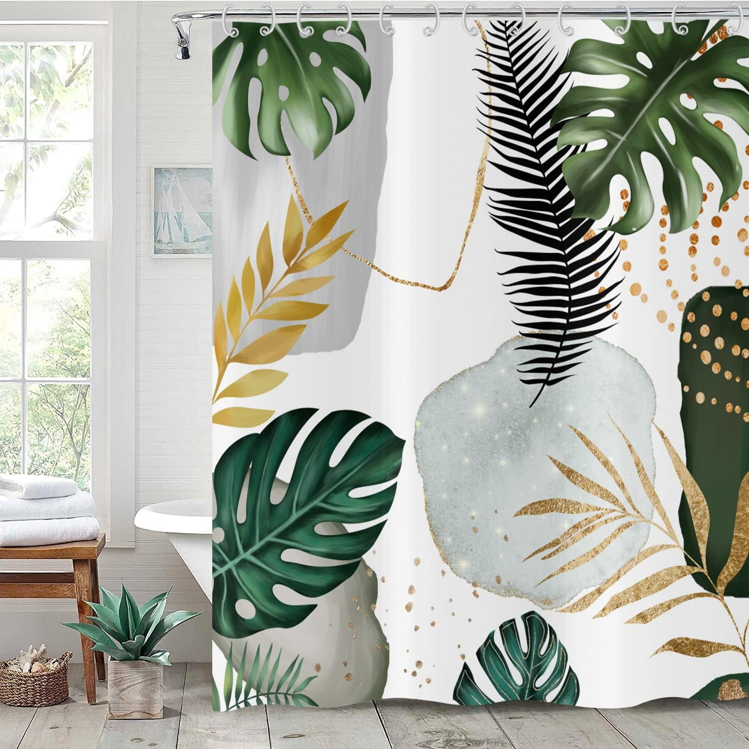 Piano Green Pattern Print Bathroom Shower Curtain