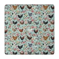 thumbnail image 1 of Green Chicken Floral Pattern Square Fitted Tablecloth with Elastic Edge,Square Table Cover,Washable Elastic Table Cover for Home Kitchen Party Decor 34"x34", 1 of 6
