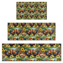 Green Chicken Sunflower Pattern Kitchen Rugs Sets Of 3,Kitchen Runner Rugs Non Skid Washable,Decorative Kitchen Floor Mats for Kitchen,Sink,Laundry,17"x30"  17"x47"   17"x59"