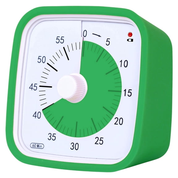 Green Children Student Study Manual Visual Timer Alarm Clock Kitchen Timer with Protective Cover Time Manager