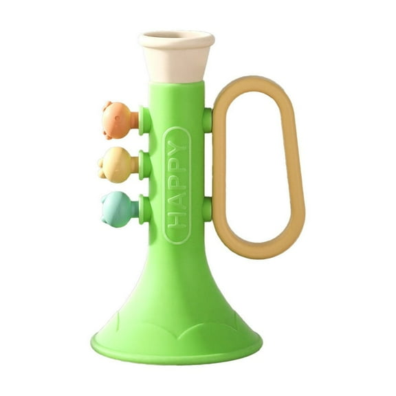 Green Childrens Soft Trumpet Toy With Hanging Rope For Breathing Exercise And Sensory Play