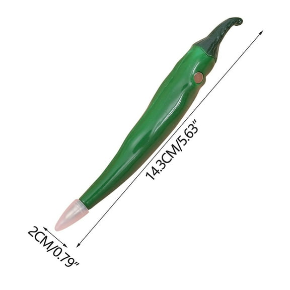 Green Chili Ballpoint Pen, Long Realistic Vegetable Design with Magnetic Storage, 0.7mm Tip Black Ink for Consistent Writing in Various Settings
