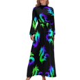 thumbnail image 1 of Green Chinese Dragon Dress Dance Animal Print Street Style Bohemia Dresses Female Long Sleeve High Waist Long Maxi Dress, 1 of 2