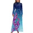 thumbnail image 1 of Green Chinese Dragon Dress Dance Animal Print Street Style Bohemia Dresses Female Long Sleeve High Waist Long Maxi Dress, 1 of 2