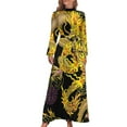 thumbnail image 1 of Green Chinese Dragon Dress Dance Animal Print Street Style Bohemia Dresses Female Long Sleeve High Waist Long Maxi Dress, 1 of 2