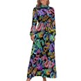 thumbnail image 1 of Green Chinese Dragon Dress Dance Animal Print Street Style Bohemia Dresses Female Long Sleeve High Waist Long Maxi Dress, 1 of 2