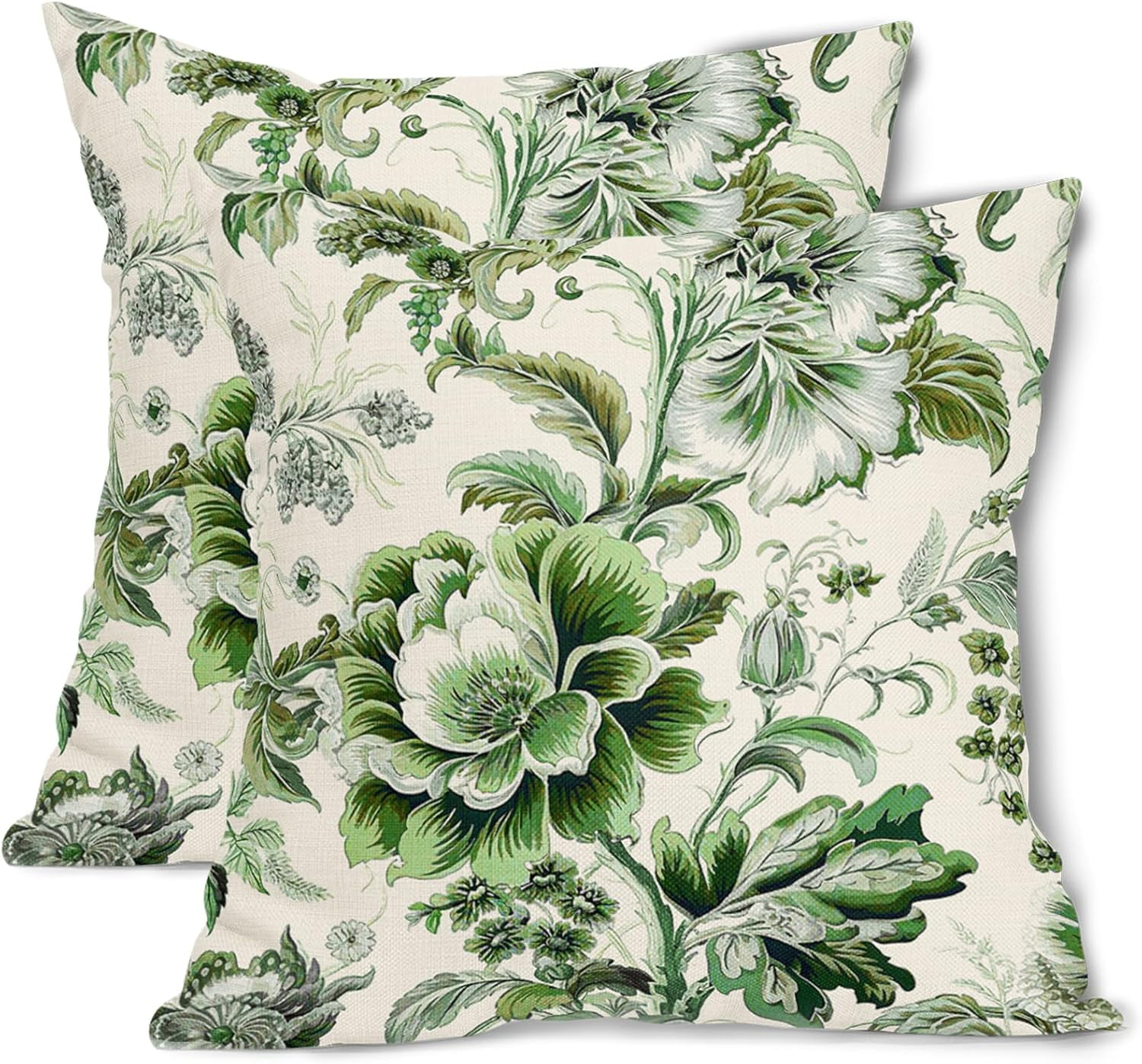 Green Floral Throw Pillownull