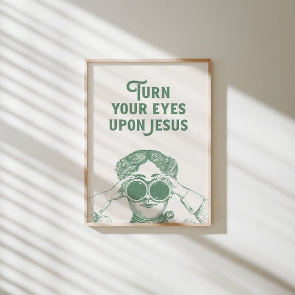 Green Christian Wall Art: Retro Bible Verse Print Unframed Paper Print