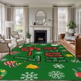 thumbnail image 1 of Green Christmas Area Rugs 6'x9', Washable Small Throw Rugs for Kitchen Dining room, Xmas Snowman Snowflakes Gifts Boxes Winter Indoor Outdoor Rug Non-Slip Low Pile Carpet Runner Reversible Floor Mats, 1 of 8