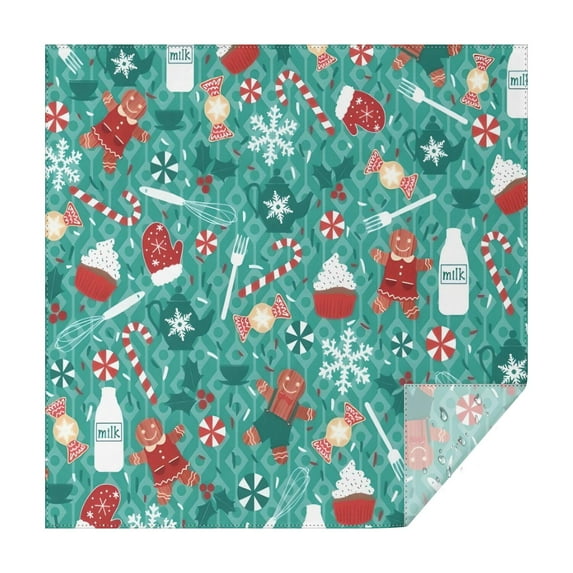 Green Christmas Baking Pattern Square Tablecloth,Waterproof Square Table Cover,Wipeable Spillproof Washable Table Cover for Home Kitchen Party Decor 52"x52"(132x132cm)