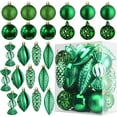 thumbnail image 1 of Green Christmas Ball Ornaments for Christmas Decorations - 24 Pieces Xmas Tree Shatterproof Ornaments with Hanging Loop for Holiday and Party Decoration (Combo of 8 Ball and Shaped Styles), 1 of 7
