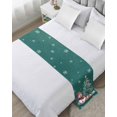 Green Christmas Bed Runner for Full/ Queen Size Bed, Xmas Snowman Tree