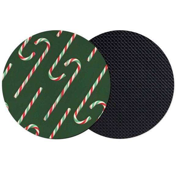 Green Christmas Coasters Set of 2, Absorbent Coasters for Drinks, Winter Xmas Candy Cane Textured Coaster for Desk Coffee Table Protection, Home Decor House Warming Gifts 4"