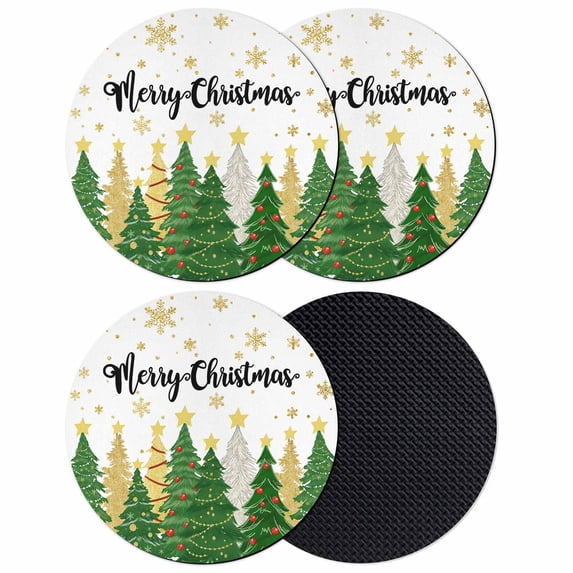 Green Christmas Coasters Set of 4, Absorbent Coasters for Drinks, Xmas Tree Snowflake Stars Winter Coaster for Desk Coffee Table Protection, Home Decor House Warming Gifts 4"