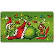 Green Christmas Decorative Front Door Mat, Xmas Max Dog Hohoho Doormat Indoor Outdoor Non-Slip Floor Entryway Rug, Funny Holiday Home Kitchen Decoration 17x29 Inch