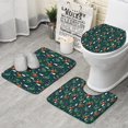 thumbnail image 1 of Green Christmas Dinosaur and Snowman Pattern Bathroom Rugs Sets 3 Piece,Toilet Cover Set,Absorbent Non Slip Bathroom Mats Sets with U-Shaped Contour Rug Toilet Rug Set, 1 of 5