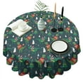 thumbnail image 1 of Green Christmas Dinosaur and Snowman Pattern Round Tablecloth 60"x60",Wrinkle Wipeable Table Cloth for Kitchen Dining Room Picnic Patio Party, 1 of 6