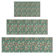 Green Christmas Floral Pattern Kitchen Rugs Sets Of 3,Kitchen Runner Rugs Non Skid Washable,Decorative Kitchen Floor Mats for Kitchen,Sink,Laundry,17"x30" 17"x47" 17"x59"