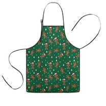 Green Christmas Gingerbread Man Pattern Kids Aprons for Girls and Boys,Adjustable Neck Strap Toddler Aprons for Kids Cooking Baking