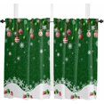 thumbnail image 1 of Green Christmas Kitchen Curtains 54 Inch Length, Farmhouse Curtains & Drapes, Xmas Balls White Snowflake Rod Pocket Window Curtains for Living Room/Bedroom/Bathroom, 42" x 54", 2 Panels, 1 of 5