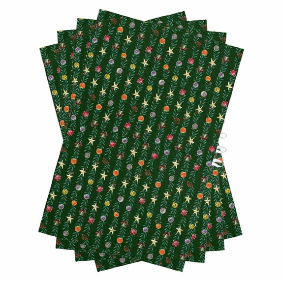 Green Christmas Kitchen Towels Set of 4, Water Absorbent Dish Towel, Green Botanical Xmas Balls Star Decorative Hand Towels - Quick Drying Cloth for Cooking Baking, 18x28 Inch