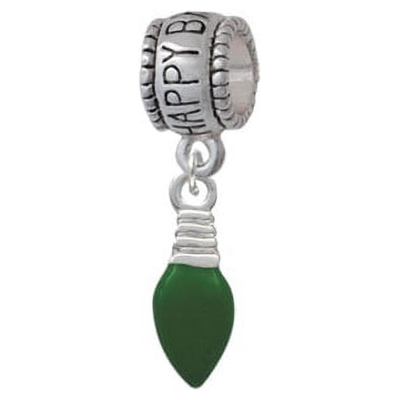 Green Christmas Light - Happy Birthday Charm Bead