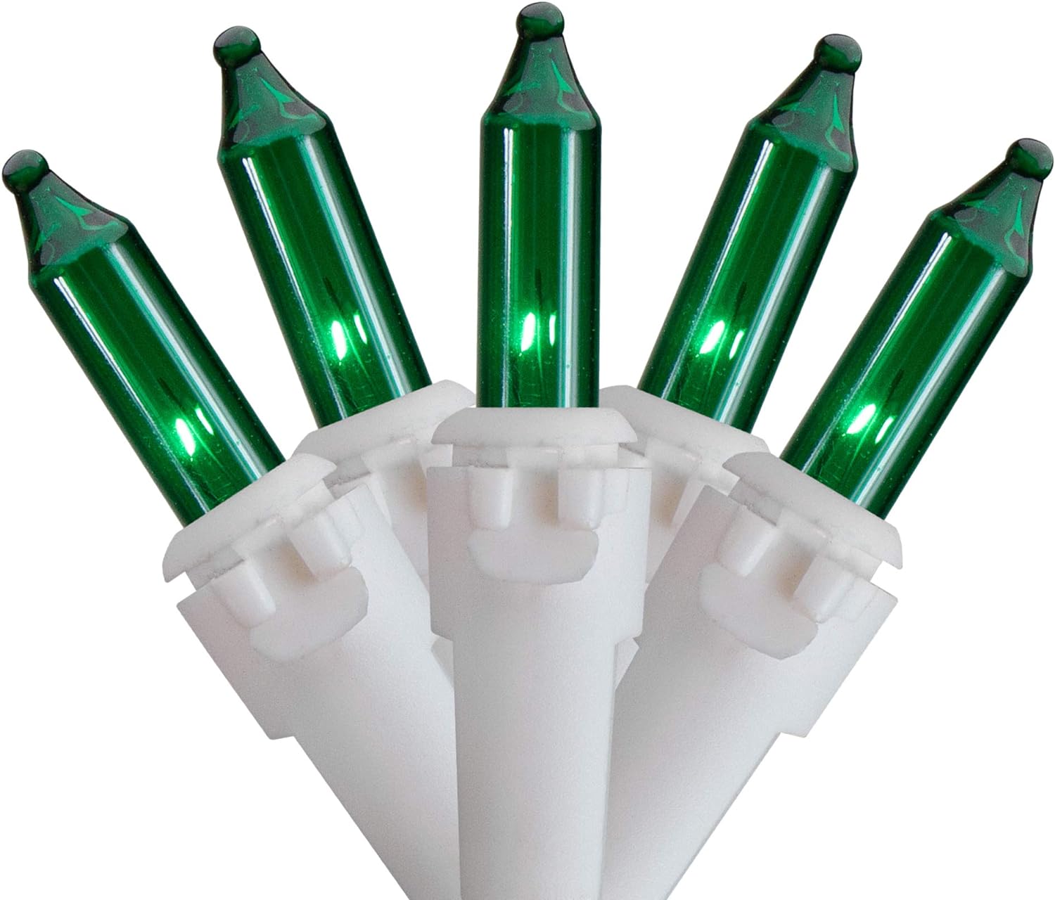 Green Christmas Light Set, 10Ft White Wire