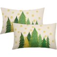 thumbnail image 1 of Green Christmas Lumbar Pillow Covers 12x20 Inch Set of 2 Santa Tree Gold Snowflake Xmas Rectangular Throw Pillows For Couch Winter Holiday Pillow Cases Farmhouse Home Decor For Sofa Porch Outdoor, 1 of 6