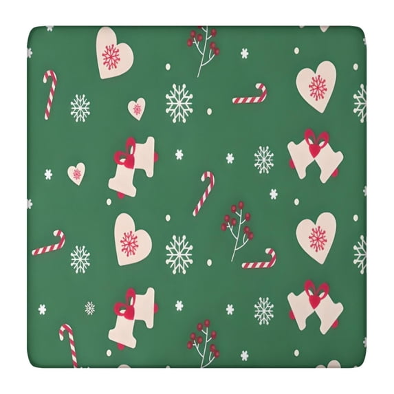 Green Christmas Pattern Square Fitted Tablecloth with Elastic Edge,Square Table Cover,Washable Elastic Table Cover for Home Kitchen Party Decor 36"x36"