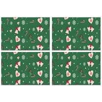 Green Christmas Pattern Summer Placemats Table Placemats Set Of 4-Linen Kitchen Washable Placemats Table Mats 11.8"x17.7" Non-Slip Heat Resistant