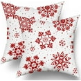 thumbnail image 1 of Green Christmas Pillow Covers 16x16 Set of 2 Xmas Snowflakes Snow Holiday Decoration Print Decorative Outdoor Pillowcases Seasonal Winter Gift Farmhouse Throw Cushion Case Decor for Couch Sofa Bed, 1 of 6