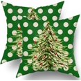 thumbnail image 1 of Green Christmas Pillow Covers 18x18 Inch Set of 2,Green Red Xmas Tree Colored Polka Dots Winter Themed Decorative Throw Pillow Cases Cushion Covers Farmhouse Sofa Couch Bed Decor, 1 of 6