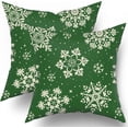 thumbnail image 1 of Green Christmas Pillow Covers 18x18 Set of 2 Xmas Snowflakes Snow Holiday Decoration Print Decorative Outdoor Pillowcases Seasonal Winter Gift Farmhouse Throw Cushion Case Decor for Couch Sofa Bed, 1 of 1