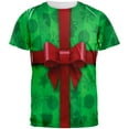 thumbnail image 1 of Green Christmas Present Costume All Over Adult T-Shirt - Large, 1 of 2