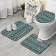 thumbnail image 1 of Green Christmas Reindeer and Snowflake Pattern Bathroom Rugs Sets 3 Piece,Toilet Cover Set,Absorbent Non Slip Bathroom Mats Sets with U-Shaped Contour Rug Toilet Rug Set, 1 of 5