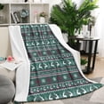 thumbnail image 1 of Green Christmas Reindeer and Snowflake Pattern Blanket,Comfortable Soft Flannel Throw Blanket,All Season,Warm Lightweight Blankets for Sofa Bed Couch Living Room Chair,50"x60", 1 of 4