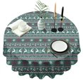 thumbnail image 1 of Green Christmas Reindeer and Snowflake Pattern Round Tablecloth 60"x60",Wrinkle Wipeable Table Cloth for Kitchen Dining Room Picnic Patio Party, 1 of 6