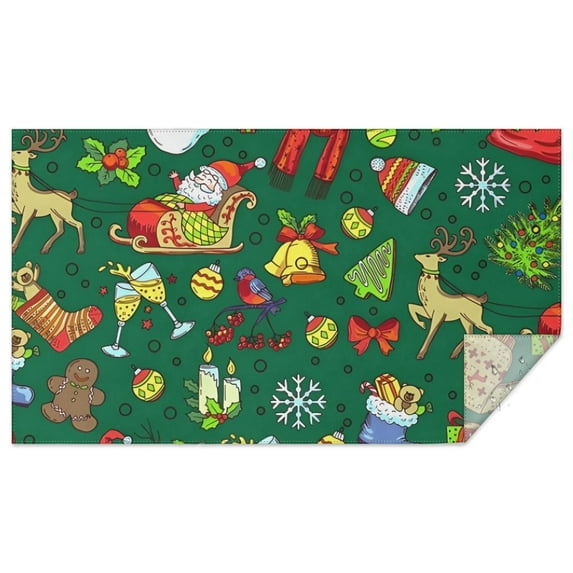 Green Christmas Santa and Snowman Pattern Rectangle Tablecloth 60"x102",Waterproof Polyester Rectangle Table Cloth, Wipeable Spillproof Polyester Tablecloth for Dining, Camping, Indoor and Outdoor